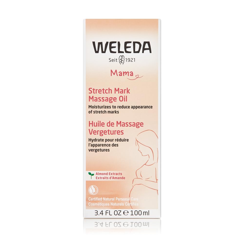 Weleda Stretch Mark Pregnancy Massage Oil, 3.4 Fluid Ounce, Plant Rich Oil with Vitamin E, Sweet Almond, Jojoba and Arnica Oils