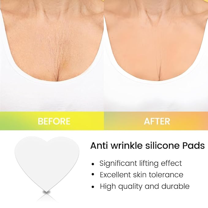 evpct 1Pcs Silicone Chest Smoothing Wrinkle Pads Reusable, Silicone Anti Chest Wrinkle Patches Reusable for Chest Wrinkles Overnight, Décolleté Chest Wrinkle Pillow Pads for Smoother,Size M-Love Heart