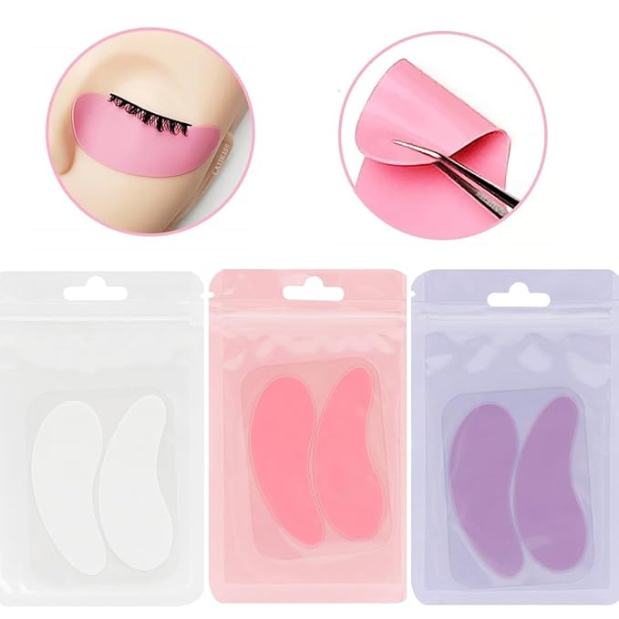 3 Pairs Silicone Reusable Eye Patches Eye Wrinkle Patches Under Eye Patches Mask for Plump Fine Lines & Wrinkles (Pink+White+Purple)