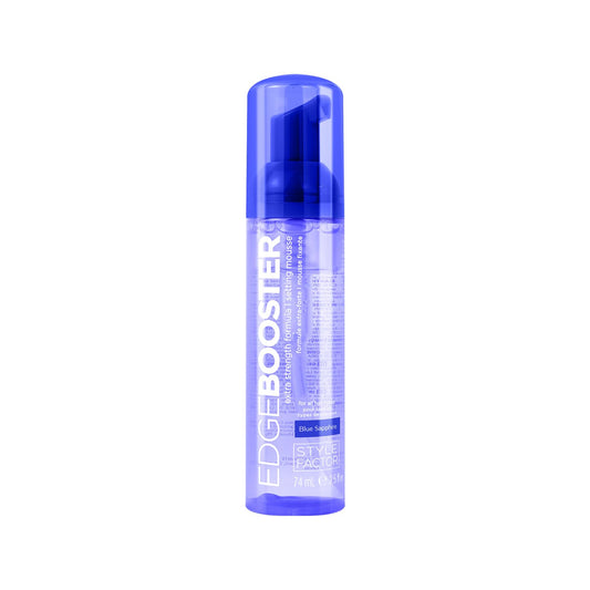 Style Factor EDGE BOOSTER Extra Strength Setting Mousse Travel Size – Frizz Control, Extra Volume, and Conditioning – 2.5oz Blue Sapphire Mousse for Curly Hair