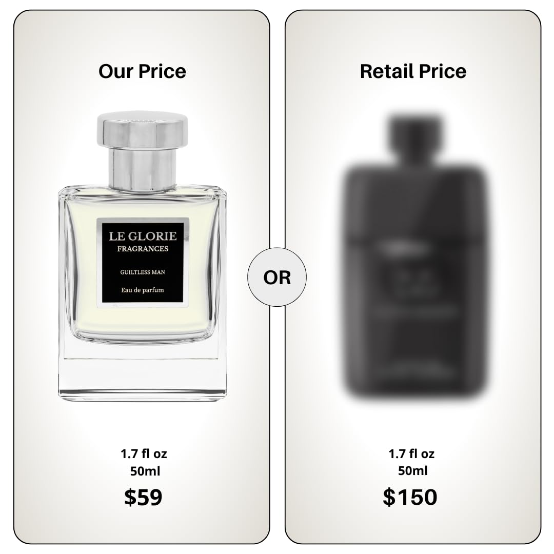 Inspired by Guilty Eau de Parfum Pour Homme, Guiltless Man EDP, Long Lasting 12-14 Hours Perfume Spray for Men, All Skin Types - 1.7 fl oz 50ml