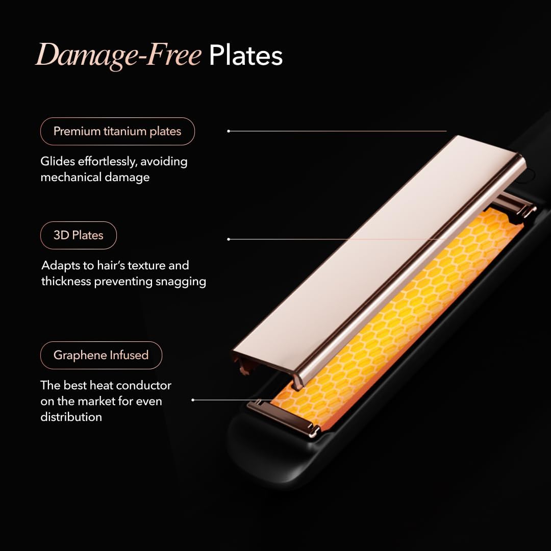 SRILabs StyleQ Flat Iron Hair Straightener Styler - GraphFlow Techonology, Negative Ions, Infrared Light Therapy, 12 Heat Settings for Straight, Smooth, Waves and Curls: All Hair Types