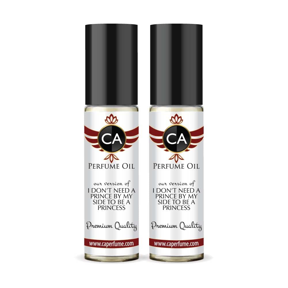 CA Perfume Impression of I Don't Need A Prince Unisex Eau De Parfum Amber Vanilla Scent Long Lasting Unisex Fragrance Travel Size TSA Ready for Day and Night Wear 0.33 Fl Oz 10ml (Pack of 2)