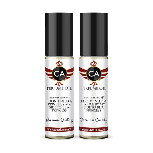 CA Perfume Impression of I Don't Need A Prince Unisex Eau De Parfum Amber Vanilla Scent Long Lasting Unisex Fragrance Travel Size TSA Ready for Day and Night Wear 0.33 Fl Oz 10ml (Pack of 2)
