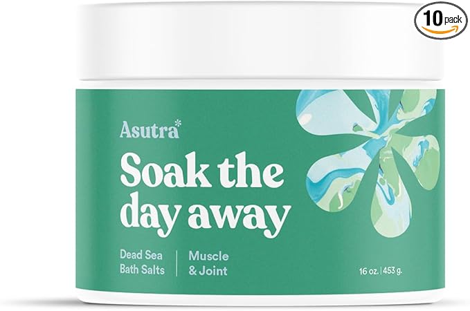 ASUTRA Dead Sea Bath Salts (Muscle & Joint), 16 oz - Soak in Rich & Vital Healing Minerals - Soften & Ease Sore Muscles with Eucalyptus, Peppermint, & Clary Sage Essential Oils