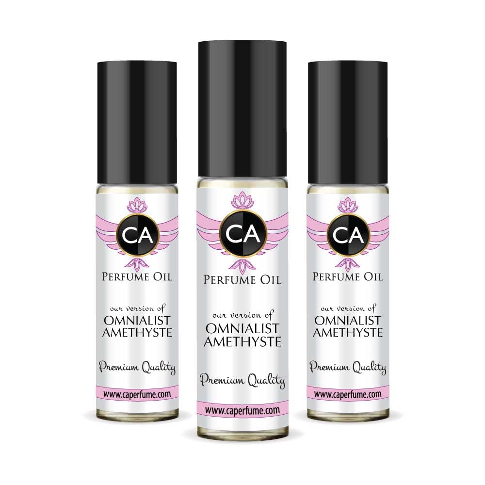 CA Perfume Impression of Omnialist Amethyste for Women Eau De Parfum Floral Woody Musk Scent Long Lasting Perfumes for Women Travel Size TSA Ready for Day and Night Wear 0.33 Fl Oz 10ml (Pack of 3)