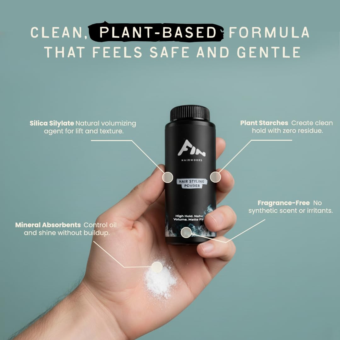 Hair Texture Powder | Natural Matte Finish | All day hold | Styling Powder Adds Texture and Volume | Absorbs oil | Clean Plant-based Formula (45g Shaker Bottle, Unscented)