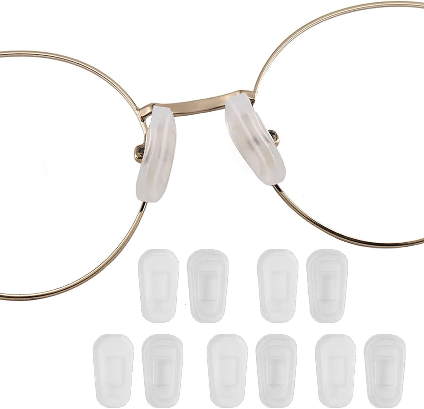 OPUGIT Eyeglass Nose Pad Covers, Slip-on Silicone Nose Pad for Glasses, Soft Eyeglass Repair Kit with Nose Piece Pads, Anti-Slip Eyewear Protective Covers Nose Bridge Pads(White,5 Pairs,L Size)