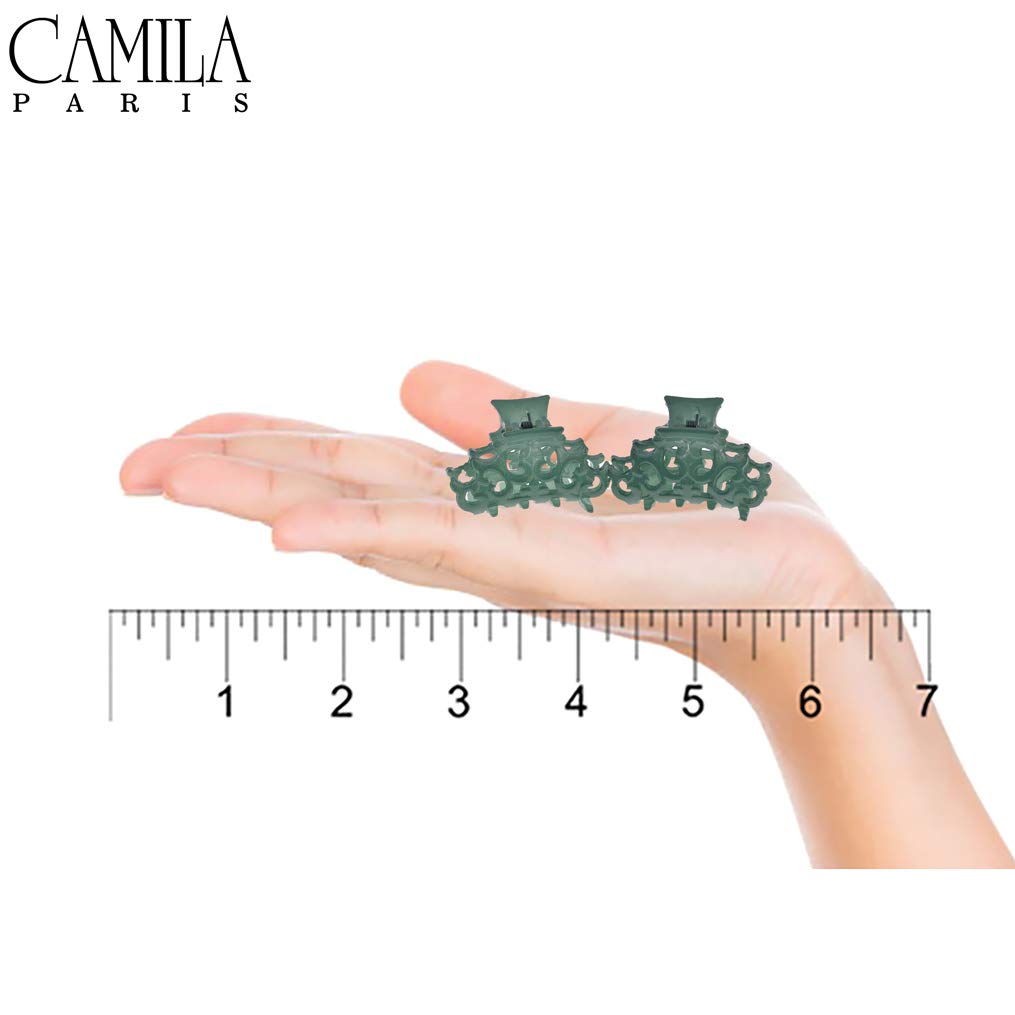 Camila Paris CP2908/2 Set of 2 French Hair Clip for Women, Green Antique Girls Hair Claw Clips Jaw Fashion Durable Styling Hair Accessories for Women, Strong Hold No Slip Grip, Made in France