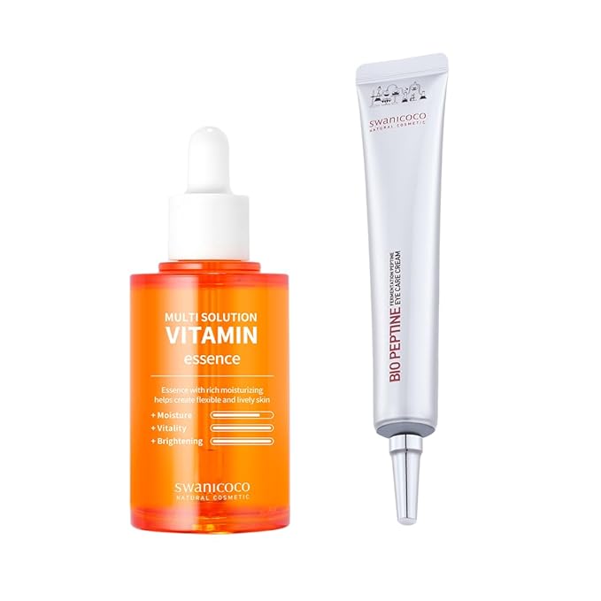 Pregnancy Safe Skincare Brightening Duo (Instagram Viral Product) Multi Solution Vitamin Essence & Fermentation Peptine Eye Care, Even Skin Tone, Dark Eye Circles, Anti Aging