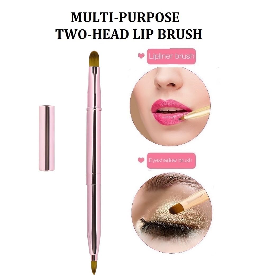 Exquisite Professional Lip Brush Applicators-Retractable Lipstick Brushes- Lipstick Gloss Makeup Brush Tool For Women and Girls (Bright Pink)