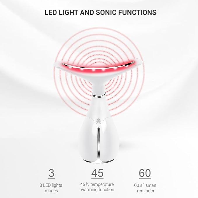 Face Neck Beauty Device for Wrinkle Removal&Anti-Aging Devices,3 in 1 Skin Care Facial Massager, Face Sculpting Tool with Thermals, Vibration at Home Daily Use (White)