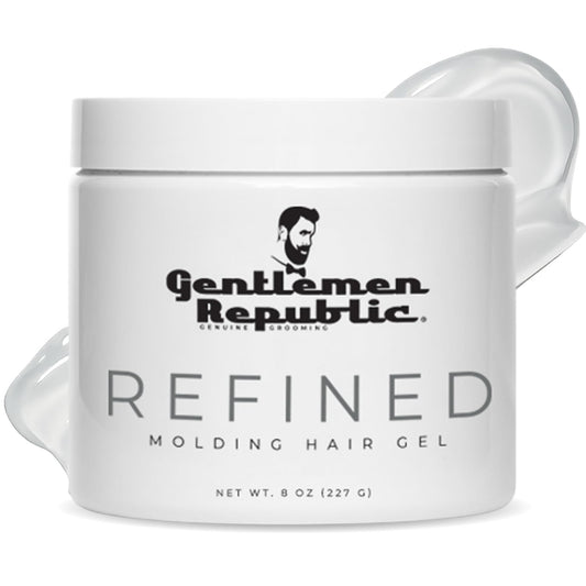 Gentlemen Republic 8oz Refined Hair Gel - Professional Formula for 24 Hour Shine and Hold, Humidity Resistant, 100% Alcohol-Free and Never Flakes, Made in the USA