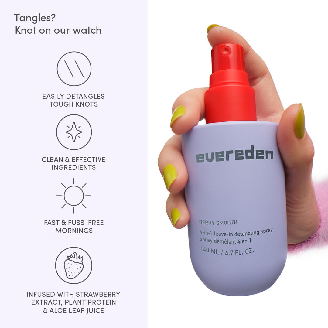Evereden Kids Detangler Spray: 4-in-1 Leave-In Hair Spray | Detangle, Moisturize & Strengthen| Easily Tackle Even the Toughest Knots | Clean & Vegan All types of Hair Product for Kids | Pack of 2