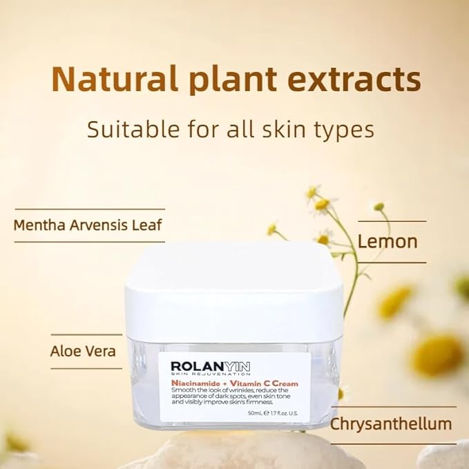 ROLANYIN Caffeine Solution 5% + EGCG Eye Serum and Niacinamide + Vitamin C Cream