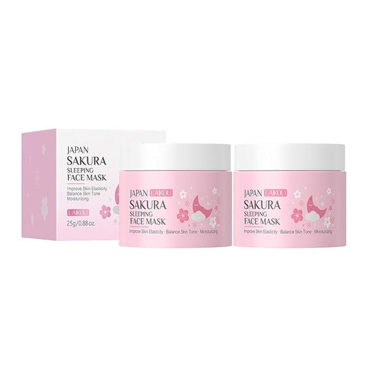 Sleeping Mask Hydrating Gel Mask 2 Packs JAPAN SAKURA Overnight Firming Jelly Face Mask - Deep Moisture & Repair, Non-Sticky, Elastic Skin (25g×2pcs)