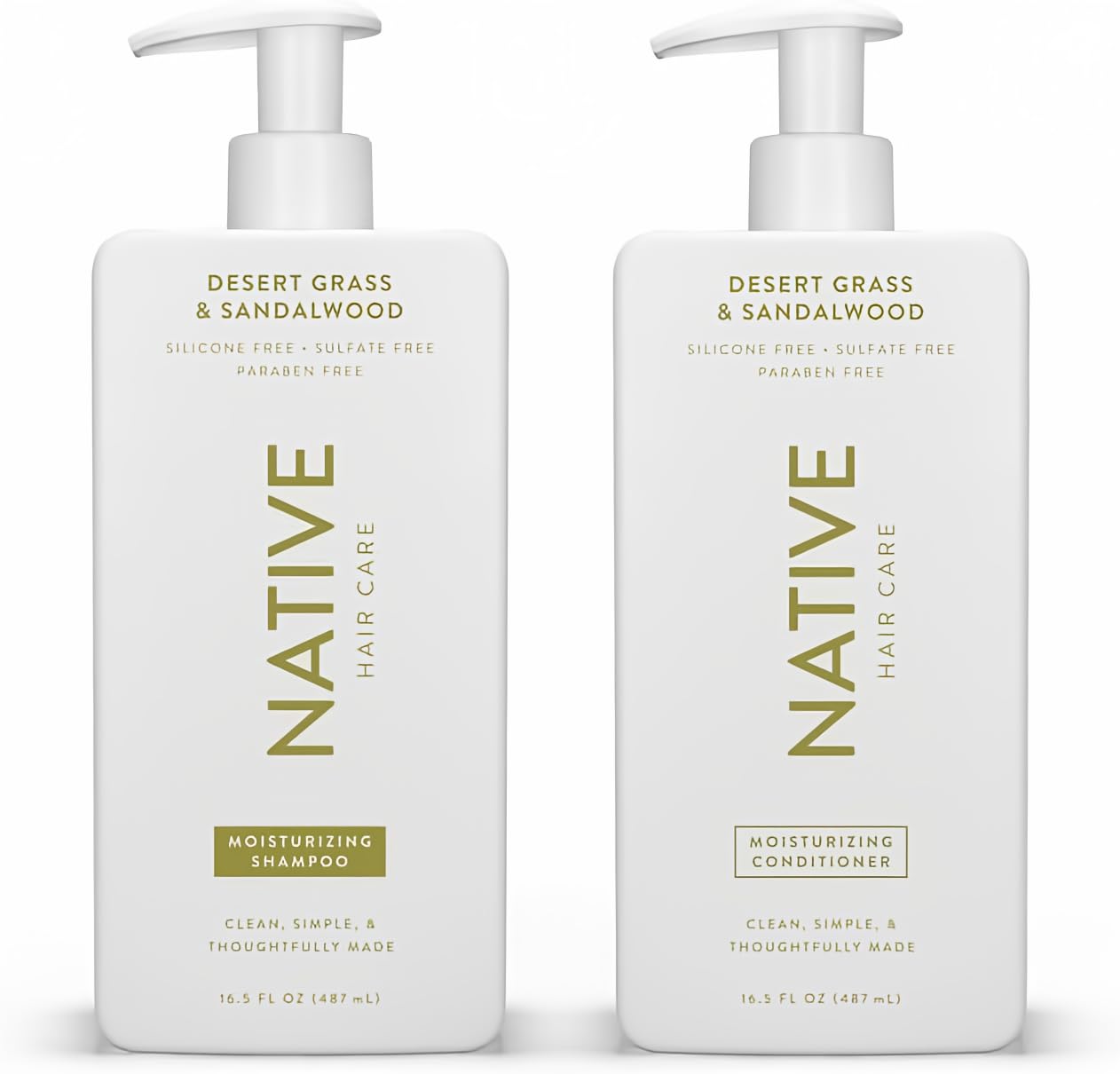 Native Desert Grass & Sandalwood Shampoo and Conditioner Contain Naturally Derived Ingredients | All Hair Types, Color & Treated, Fine to Dry Damaged, Sulfate & Dye Free - 2-Pack