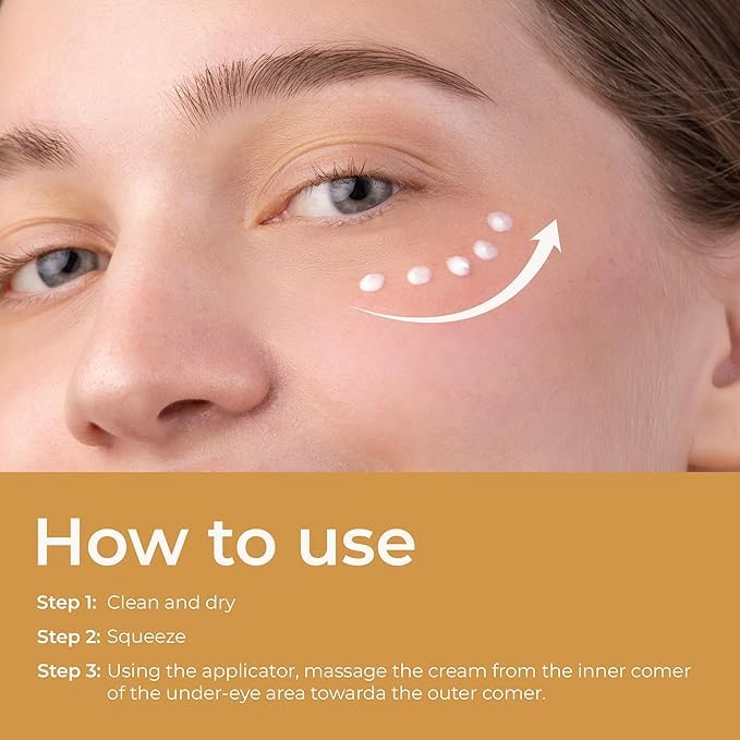 ABERA Natural Repair Eye Cream, Minimizes Under Eye Bags & Puffiness, Reduce Wrinkles, Fine Lines and Dark Circles, 0.5 fl oz