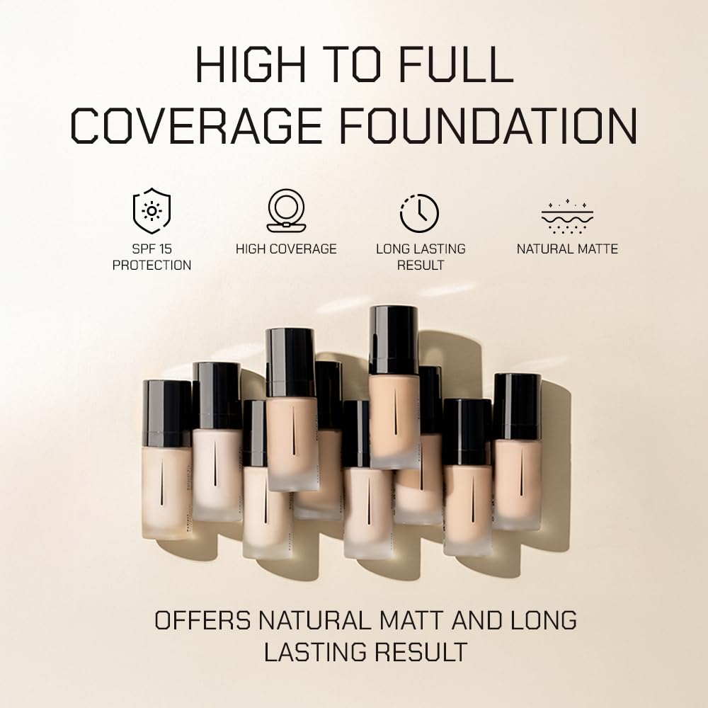 Radiant Professional Natural Fix All Day Matte Cream Foundation Makeup – Long Wear, Full Coverage Matte Foundation with SPF 15 – Oil Free Lightweight Formula for All Skin Types – 1.01oz (00 Alabaster)