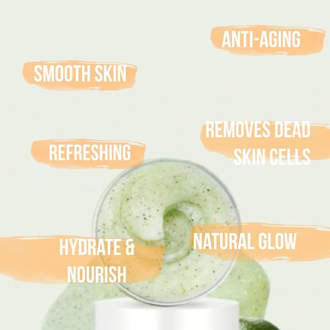 Organic Avocado & Orange Body Scrub Moisturize & Soften Skin, Pure Natural Skincare Exfoliator, Shower Salt Scrub For Exfoliating Dead Skin cells, Body Scrubber & Face Cleanse with Essential Oils