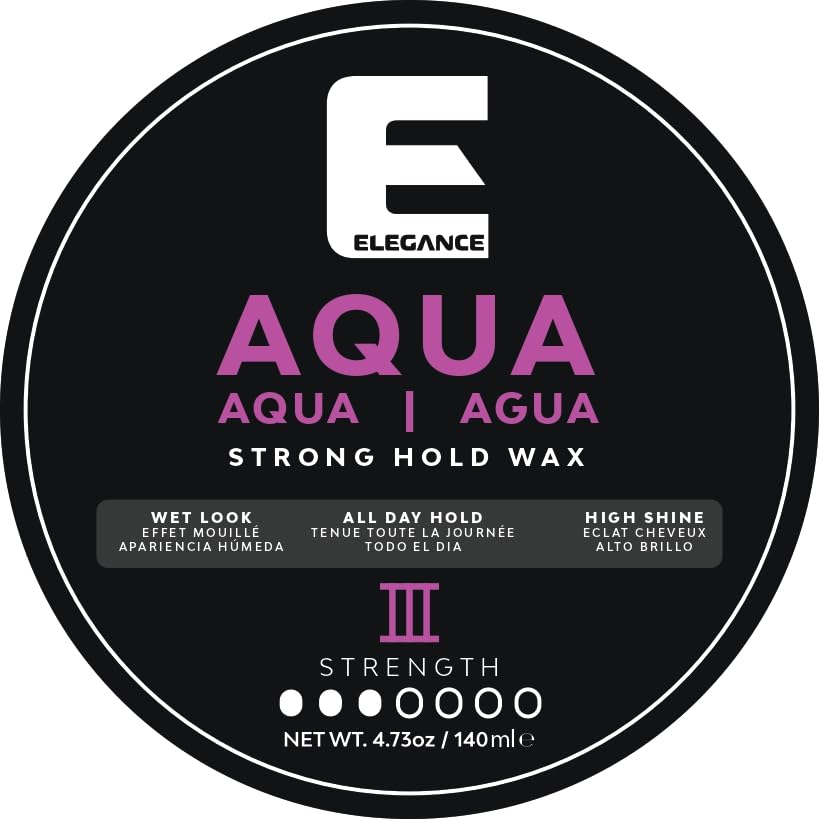 E Elegance Hair Products - Aqua Hair Styling Wax - III Strength – Strong Hold, High Shine, Wet Look, Purple/4.73 oz