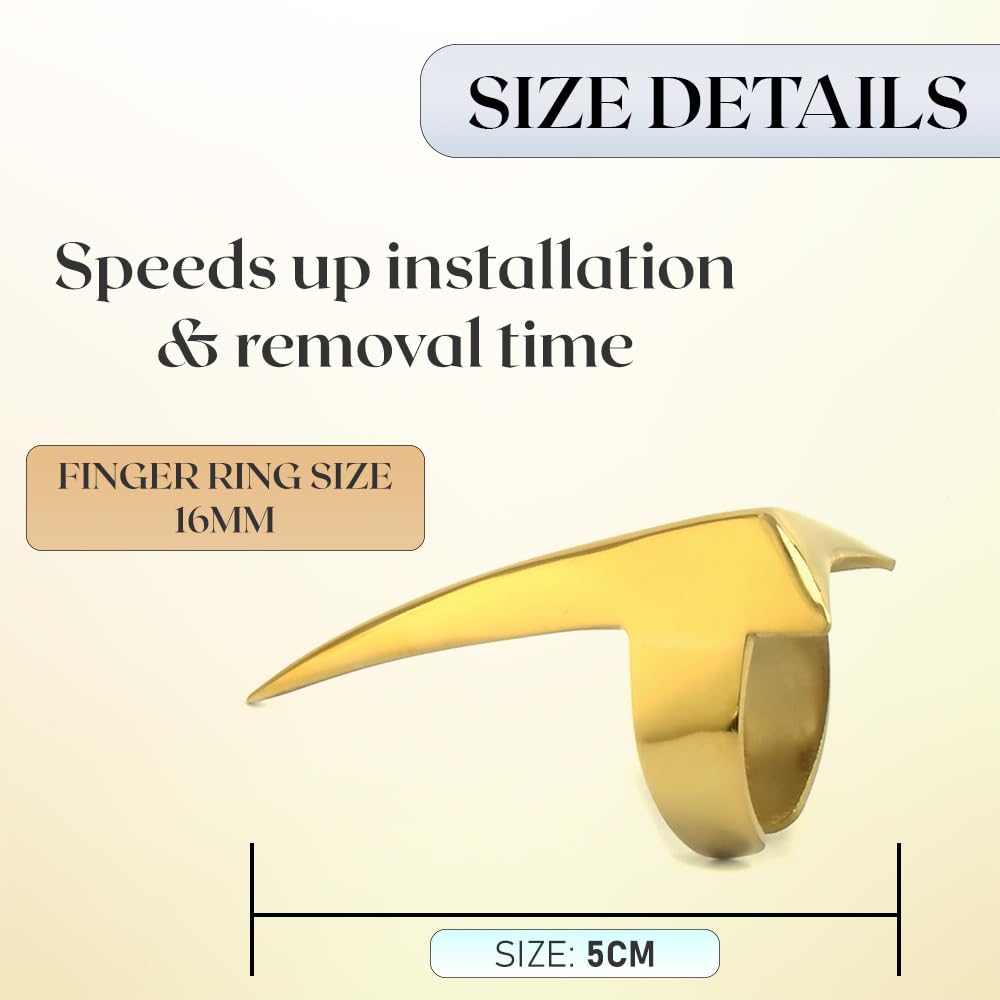 Quick Braid Aid Finger Parting Tool & Sectioning Set - Stainless Steel Braiding Tools for Durable Wig & Hair Extensions Installation, Beader (2pcs Gold)