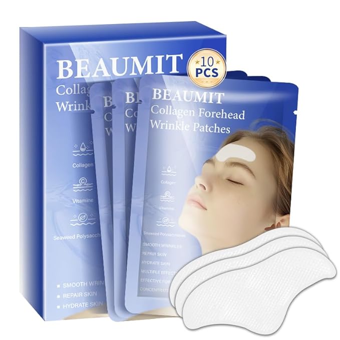 10pcs Masks | Collagen Forehead Anti-Wrinkle Treatments | Jelly Touch Mask | Skin-Friendly Hydrogel for Deep Hydration, Firming & Fine Line Reduction, Targets Forehead Wrinkles & Frown Lines