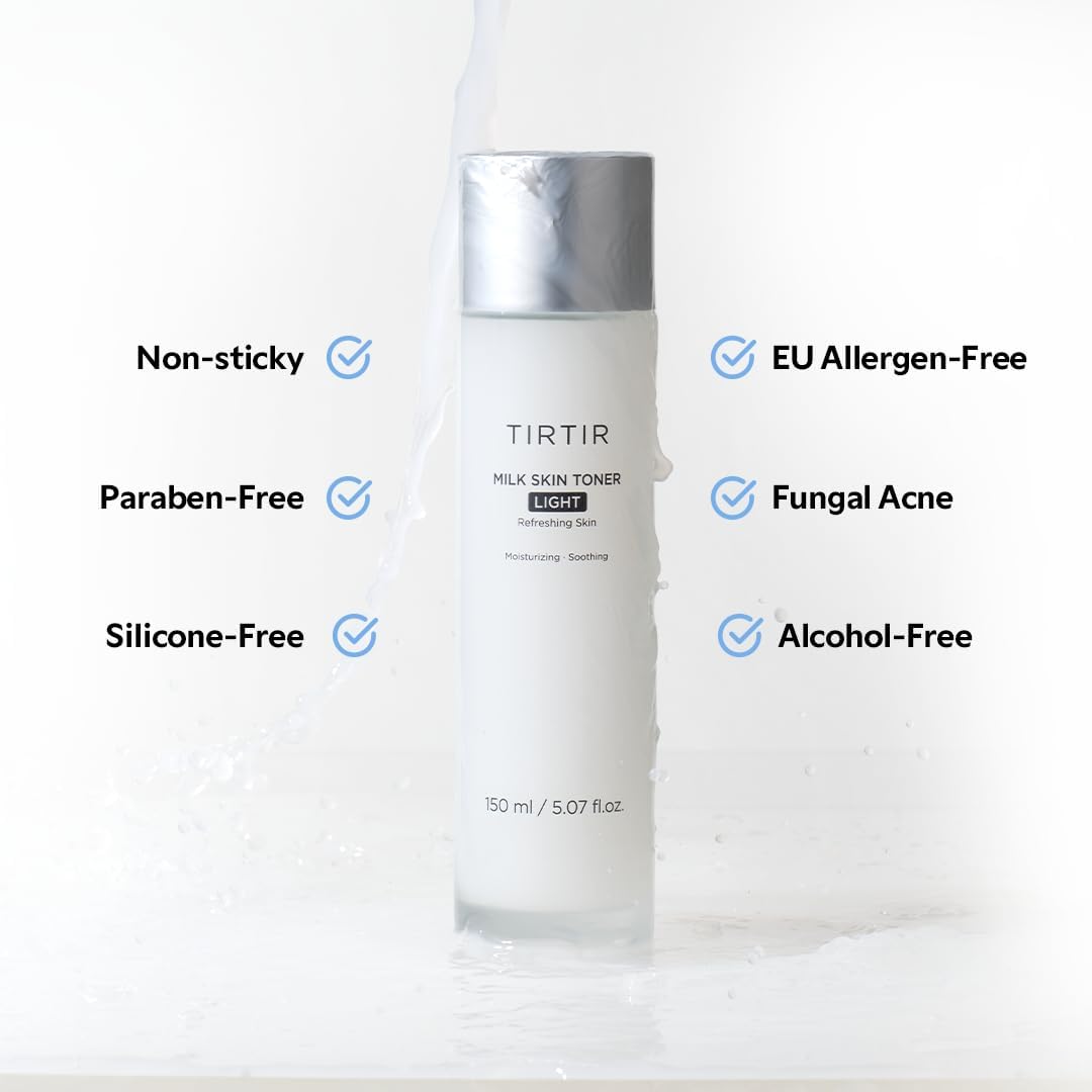 TIRTIR Milk Skin Toner Light | Instant Hydration with 4% Niacinamide, Pore-Tightening, Vegan Toner for Acne-Prone, Sensitive & Oily Skin, Fungal Acne Safe, Panthenol, Allantoin, Vitamin B
