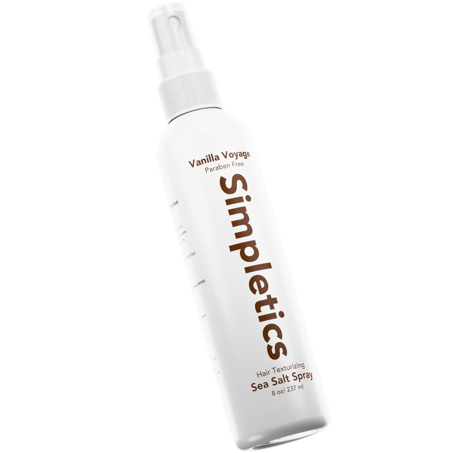 Simpletics Himalayan Sea Salt Hair Spray (Vanilla Scent) – Natural 5-Ingredient Formula for Beach Waves & Volume – Light Hold, Non-Greasy, Paraben & Sulfate Free – Unisex 8 fl oz