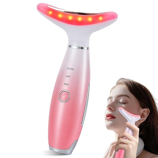 Facial Massager,Neck Face Massager Tool,3 Mode Massage with Heat,Portable Beauty Instrument for Skin Care Women Gift (Gradient Pink)