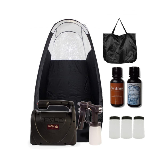 MaxiMist Elite Evo Sunless Spray Tan Machine Kit with Black Tent