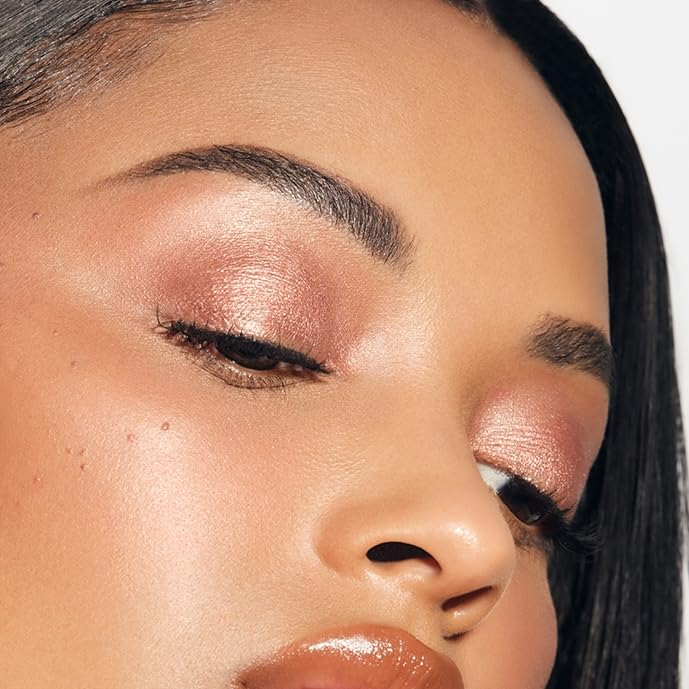 MAKE Beauty Multi-Chromatic Eye Shadow. Metal Reflecting Luminous Foil Finish Creamy, Buildable, Dimensional Long-wear, Crease-proof Powder Eyeshadow, Multichrome Shade - Glaze, Light Champagne