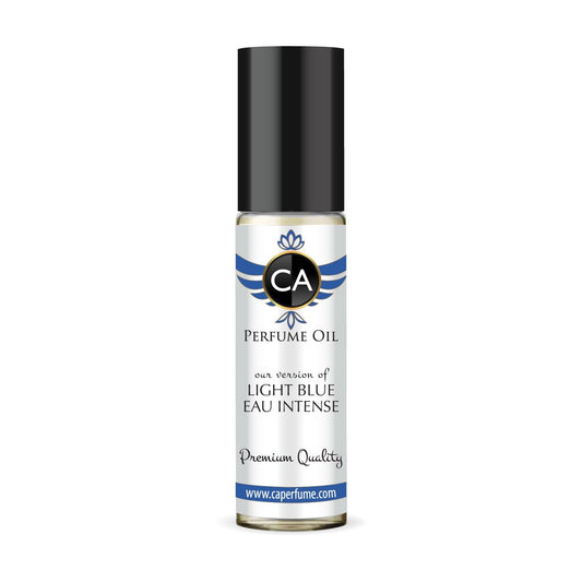 CA Perfume Impression of Light Blue Eau Intense for Men Eau De Parfum Woody Aquatic Scent Long Lasting Cologne for Men Travel Size TSA Ready for Day and Night Wear 0.33 Fl Oz 10ml