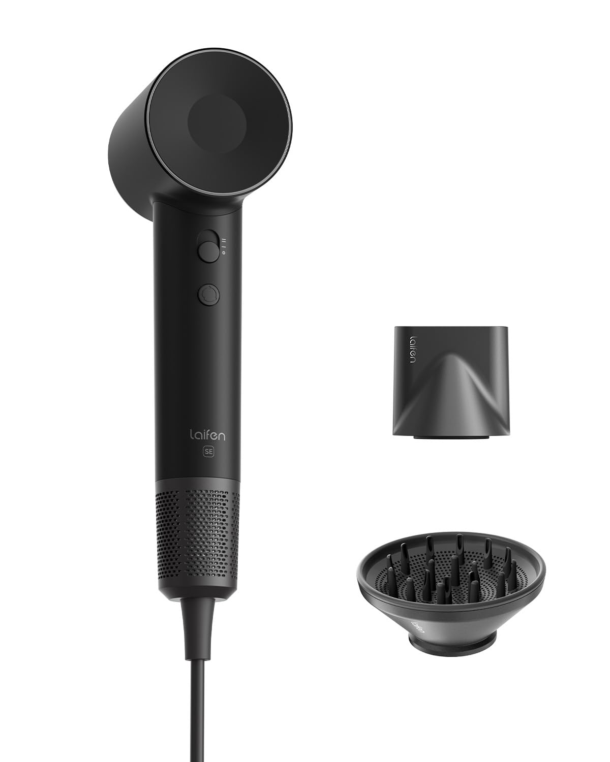 Laifen Hair Dryer SE, 200 Million Negative Ionic Blow Dryer with 105,000 RPM Brushless Motor 1400W Powerful Fast Drying High-Speed Low Noise Hairdryer with Magnetic Attachments