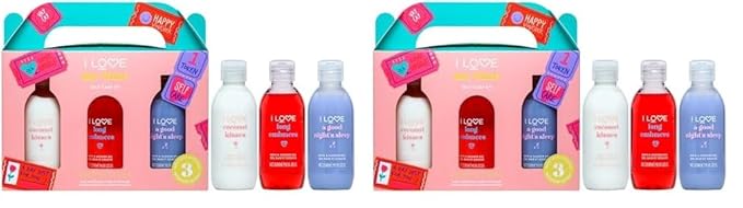 I LOVE Me Time Pamper Pack - Self Care Kit - At Home Spa Kit with Shower Gel and Body Souffle - Cherry, Lavender, and Coconut Fragrance - 3 pc (Pack of 2)