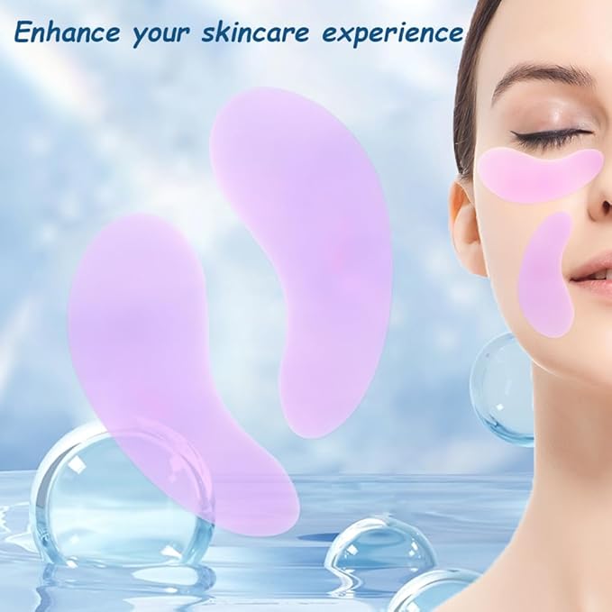 Reusable Eye Patches, 2 Pairs Eye Patches Reduces Wrinkles and Fine Lines Around the Eyes, Lifts and Firms the Skin Eye Care Comes with 1 Pair of Metal Eye Massage Sticks Eye Cream Applicator Tin Box