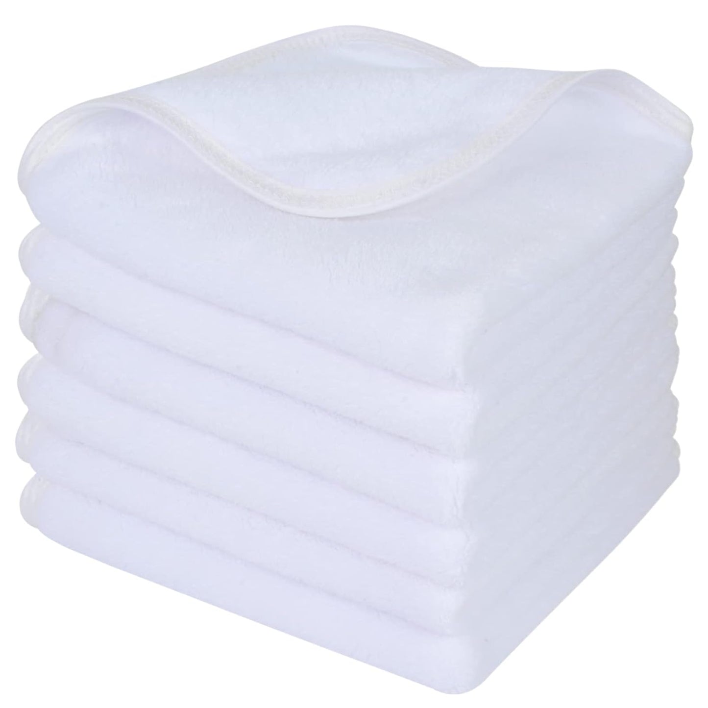 SINLAND Microfiber Face Cloths Reusable Makeup Remover Washcloths Super Soft and Absorbent Fingertip Face Towels for Sensitive Skin Women 12 x 12 Inch 6 Pack White