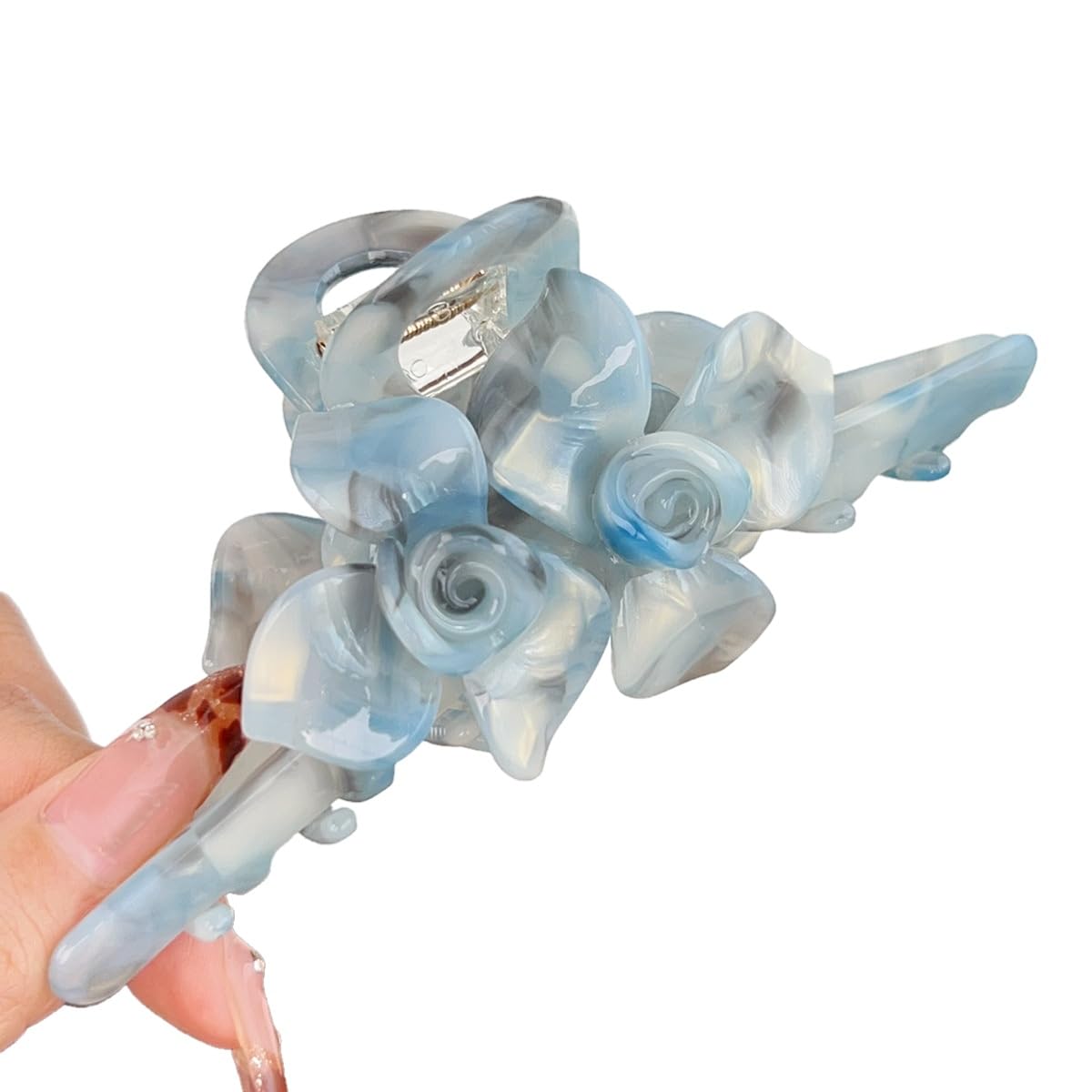 Premium Acetate Hair Clip for Women - Elegant Plant-Based Hair Claw with Secure Hold, Gentle on Hair (B-Iridescent Cyan, 5.1 * 2.3 * 2.1inch)