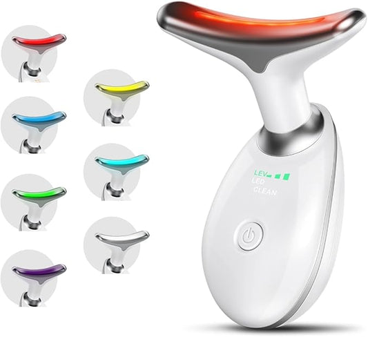 Facial Beauty Device, Based on Triple Action LED, Thermal, and Vibration Technologies for Skin Care, Facial Skin Care Tools, 7 Color Led Face and Neck Beauty Device for Home Use