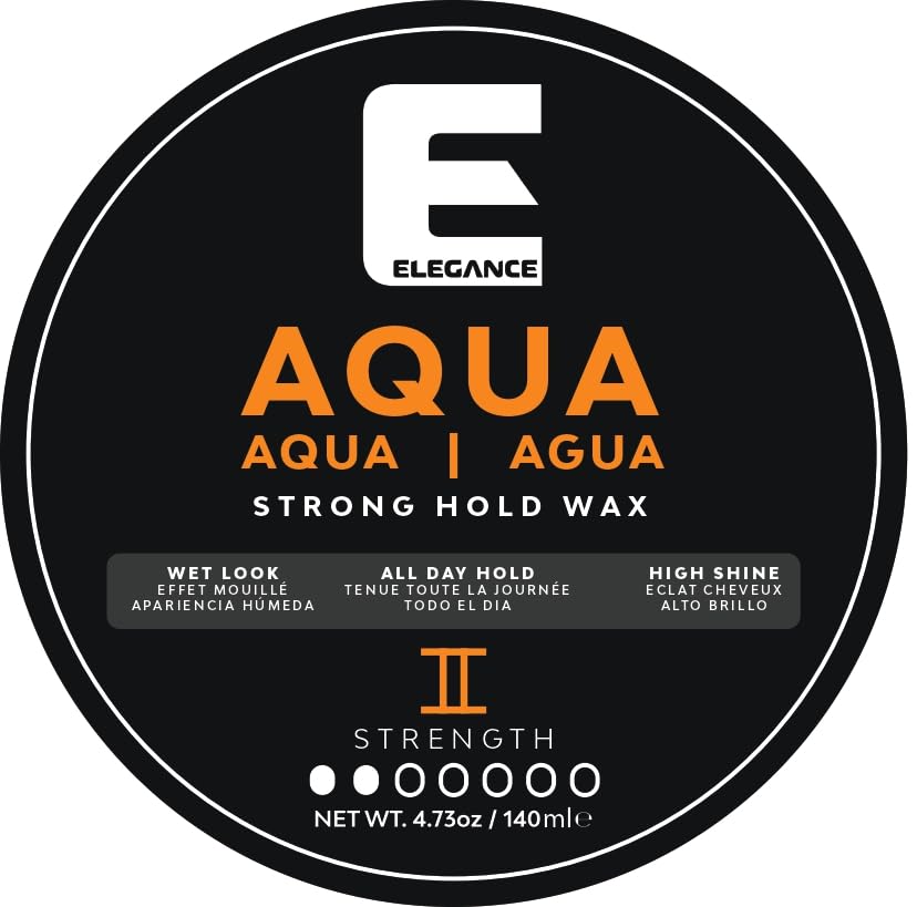 E Elegance Hair Products - Aqua Hair Styling Wax - II Strength – Strong Hold, High Shine, Wet Look, Orange/4.73 oz