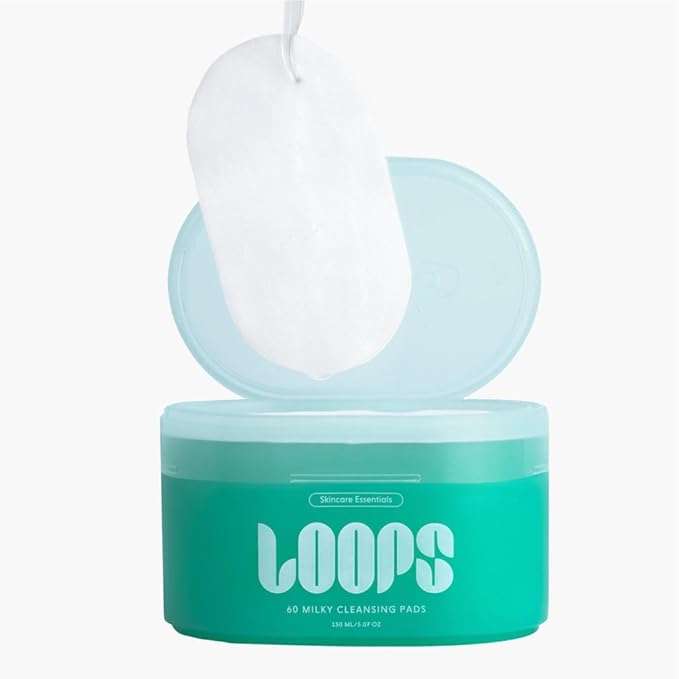 LOOPS Milky Cleanser Korean Skincare - Deep Cleansing and Hydrating Skin Care - Pre-soaked Bamboo Facial Cleansing Pads - Facial Wash with Milky Oil Complex - Oil Cleanser for Face