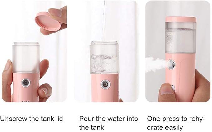 Nano Facial Steamer,20ml Nano Face Mister USB Rechargeable Handheld Portable Face Hydration Sprayer Hydrating Face Sprayer for Home Facial Warm Mist Humidifier Steamer ()