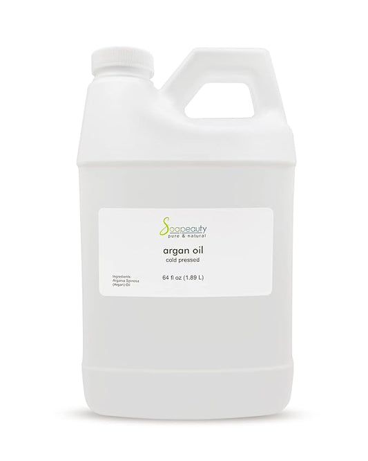 Soapeauty Cold Pressed Refined ARGAN OIL | 100% Natural & Pure | Carrier for Essential Oils, Argan Oil for Skin, Argan Oil for Hair Growth & Moisturizer | 64 fl oz