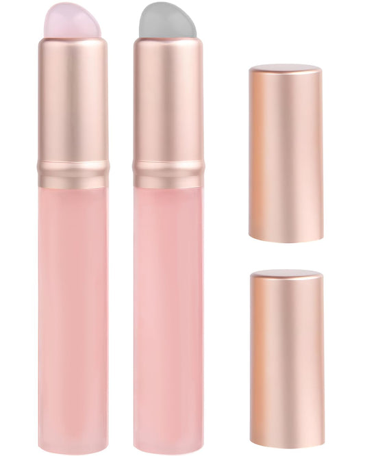 2 Pcs Silicone Lip Brush with Cap for Lipstick Lip Gloss(Pink)