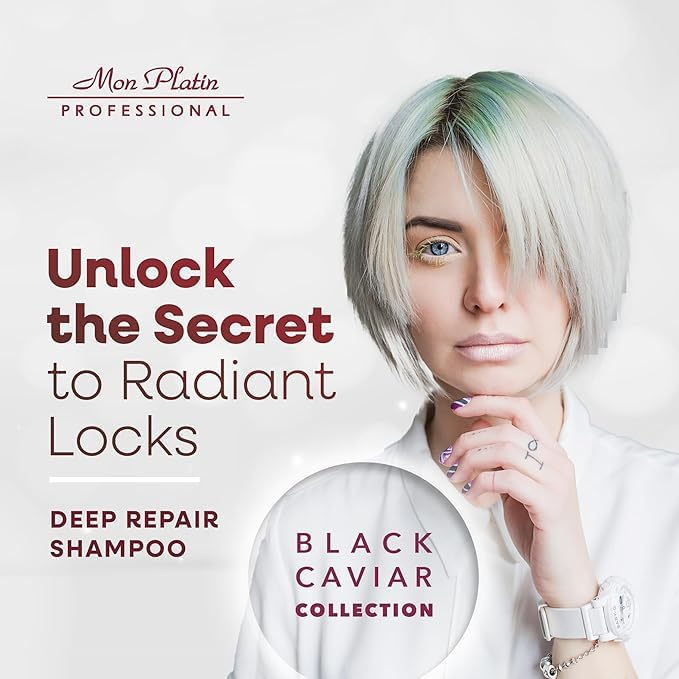 Mon Platin Black Caviar & Silk Protein Hair Mask, Total Repair Shampoo & Serum Bundle – Deep Conditioning, Color-Safe Care for Dry, Damaged Hair with Intense Moisture & Shine Protection