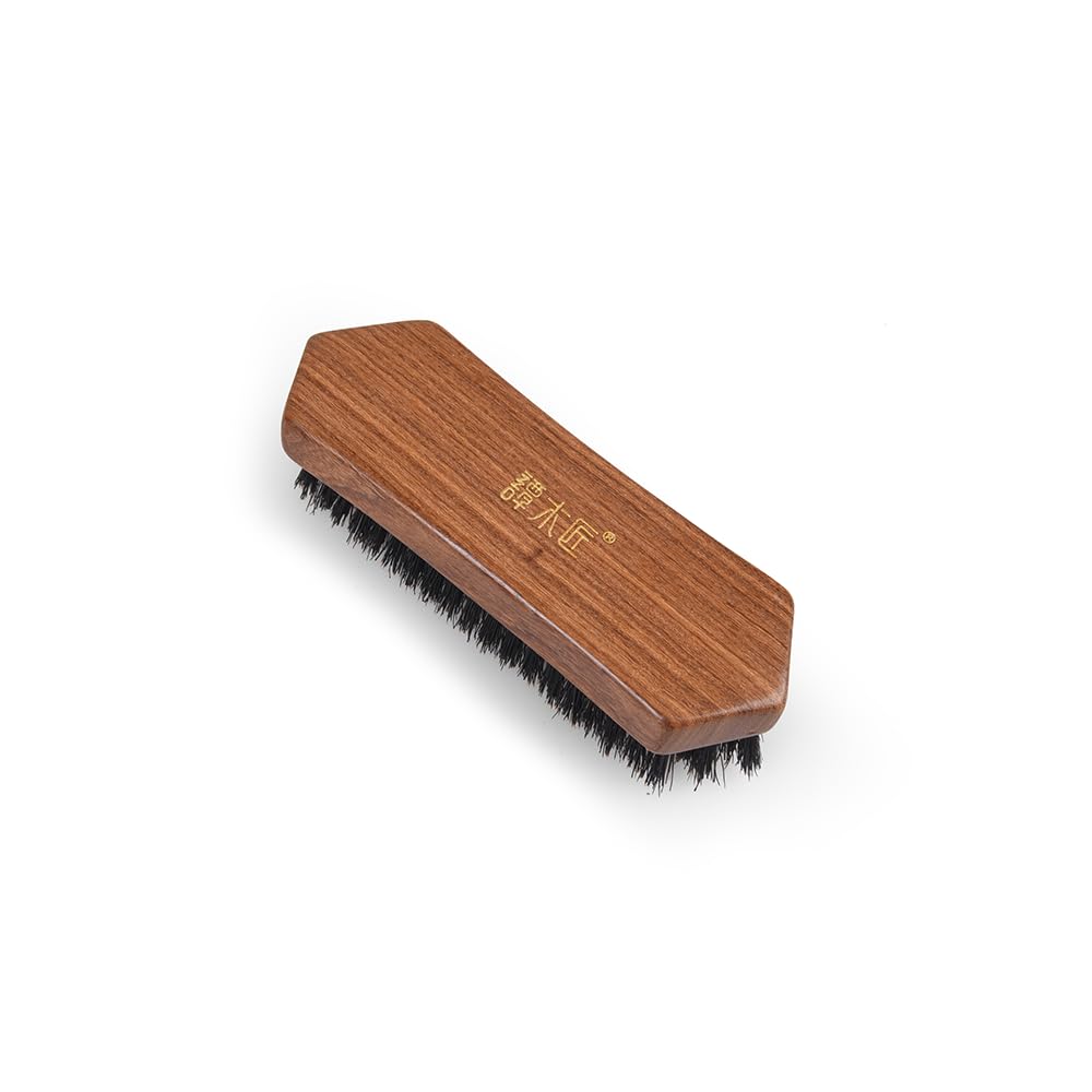 TAN MUJIANG Beard Brush with Boar Bristles - Dual Zone | Teak Wood Base | Hard & Soft Bristles for Grooming & Sensitive Skin