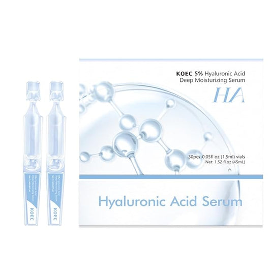 5% Hyaluronic Acid Serum,Acid Serum for Face,UltraHydrating Serum 5% Hyaluronic Acid Smoother Skin,Anti-Aging,Hyaluronic Acid Tubes Single-Use Vials Pre-makeup Skincare(1.5 ml*30)