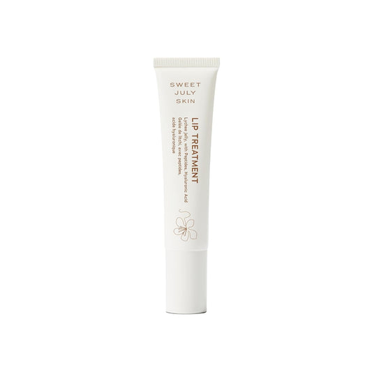 SWEET JULY SKIN Lip Treatment - Hydrating & Plumping Lip Balm with a Lip Peptide and Antioxidant Fruit Oils, Smooths & Softens, Vegan, Clean, 0.5 oz (Lychee)