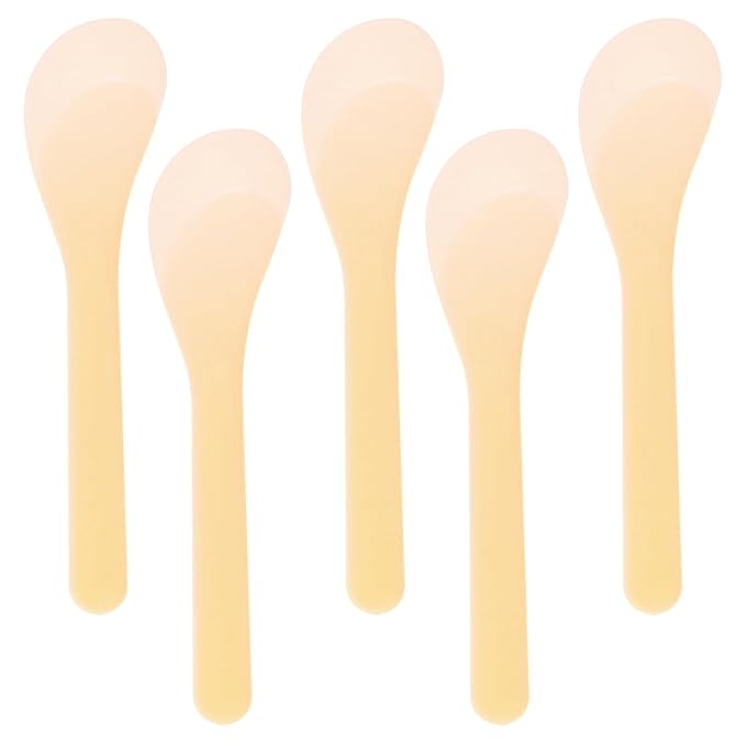 ONLYKXY 5pcs 5inch Plastic Beauty Spoon Facial Cream Brush Makeup Scoop Mud Reusable Cosmetic Dig Scoop Spatula Mask Tip for Lotions Moisturizers Home Salon DIY Facemask Mixing Sampling (Light Orange)