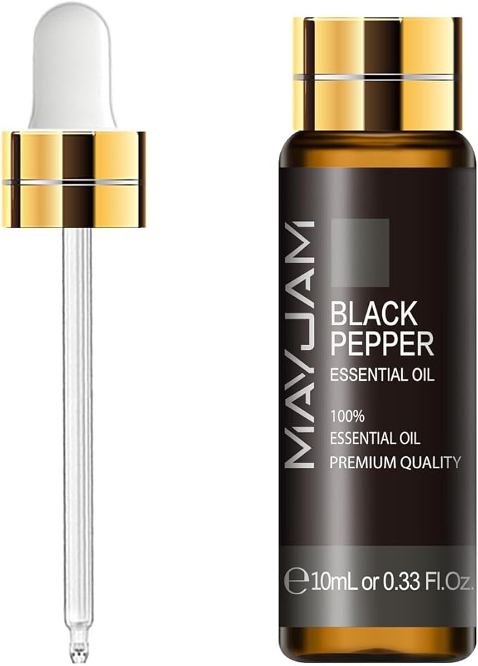 Black Pepper Essential Oil, MAYJAM 10ML/0.33FL.OZ Premium Black Pepper Oils for Soap Candle Making, Diffuser, Bedroom, Living Room, Office